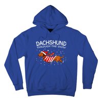 Merry Christmas Dachshund Dog Through The Snow Gift Hoodie