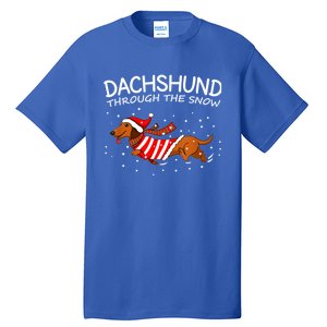 Merry Christmas Dachshund Dog Through The Snow Gift Tall T-Shirt