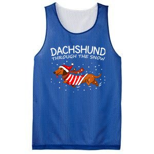 Merry Christmas Dachshund Dog Through The Snow Gift Mesh Reversible Basketball Jersey Tank