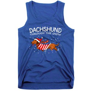 Merry Christmas Dachshund Dog Through The Snow Gift Tank Top