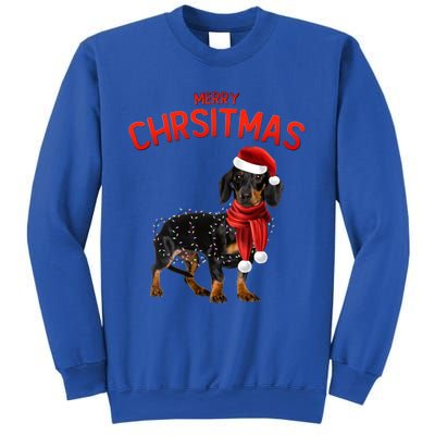 Merry Christmas Dachshund Dogs With Tree Christmas Lights Gift Sweatshirt