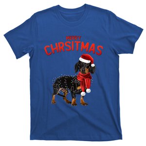 Merry Christmas Dachshund Dogs With Tree Christmas Lights Gift T-Shirt