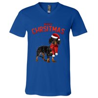 Merry Christmas Dachshund Dogs With Tree Christmas Lights Gift V-Neck T-Shirt