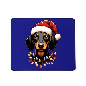 Merry Christmas Dachshund Santa Hat Lights Xmas Funny Gift Mousepad