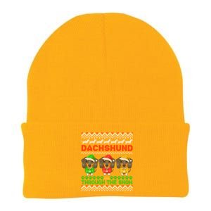 Merry Christmas Dachshund Through Snow Gift Knit Cap Winter Beanie