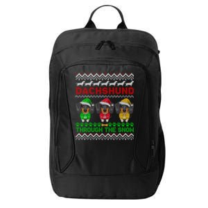 Merry Christmas Dachshund Through Snow Gift City Backpack