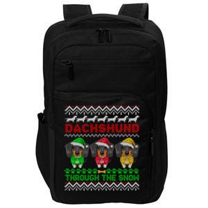 Merry Christmas Dachshund Through Snow Gift Impact Tech Backpack