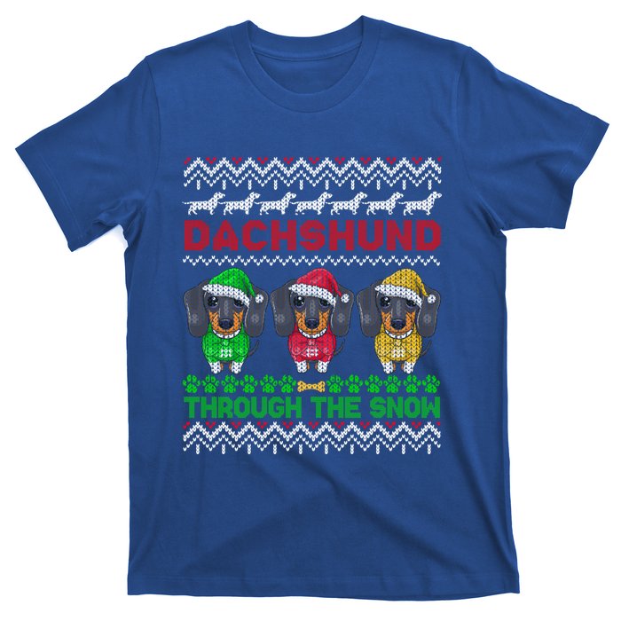 Merry Christmas Dachshund Through Snow Gift T-Shirt