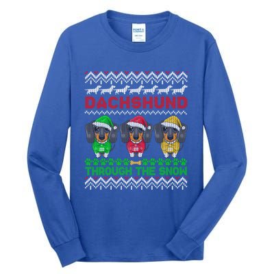 Merry Christmas Dachshund Through Snow Gift Tall Long Sleeve T-Shirt