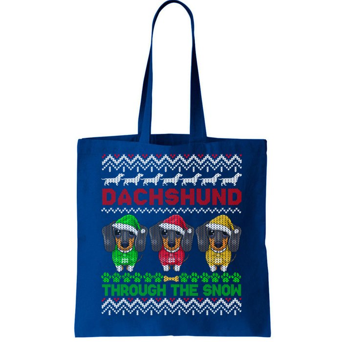 Merry Christmas Dachshund Through Snow Gift Tote Bag