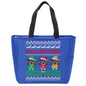 Merry Christmas Dachshund Through Snow Gift Zip Tote Bag