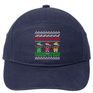 Merry Christmas Dachshund Through Snow Gift 7-Panel Snapback Hat