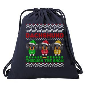 Merry Christmas Dachshund Through Snow Gift Drawstring Bag