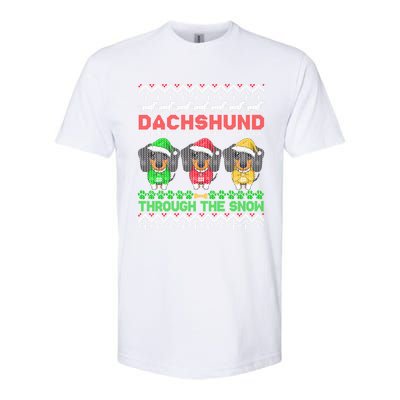 Merry Christmas Dachshund Through Snow Gift Softstyle® CVC T-Shirt