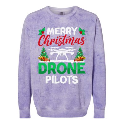 Merry Christmas Drone Pilots Fpv Drone Operator Xmas Colorblast Crewneck Sweatshirt