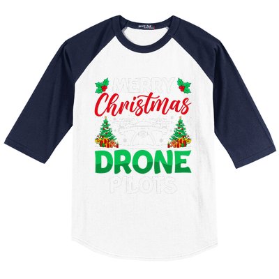 Merry Christmas Drone Pilots Fpv Drone Operator Xmas Baseball Sleeve Shirt