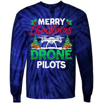 Merry Christmas Drone Pilots Fpv Drone Operator Xmas Tie-Dye Long Sleeve Shirt