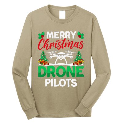 Merry Christmas Drone Pilots Fpv Drone Operator Xmas Long Sleeve Shirt