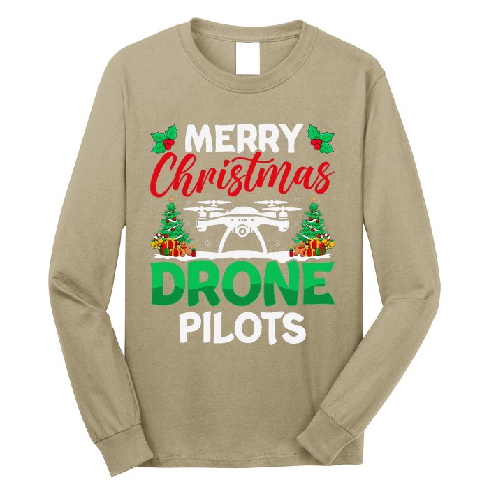 Merry Christmas Drone Pilots Fpv Drone Operator Xmas Long Sleeve Shirt