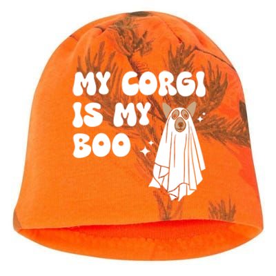 My Corgi Dog Is My Boo Spooky Season Ghost Halloween Groovy Gift Kati - Camo Knit Beanie