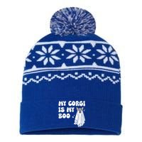 My Corgi Dog Is My Boo Spooky Season Ghost Halloween Groovy Gift USA-Made Snowflake Beanie