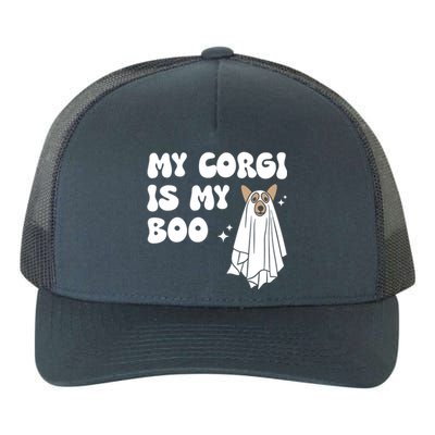 My Corgi Dog Is My Boo Spooky Season Ghost Halloween Groovy Gift Yupoong Adult 5-Panel Trucker Hat