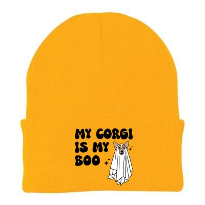 My Corgi Dog Is My Boo Spooky Season Ghost Halloween Groovy Meaningful Gift Knit Cap Winter Beanie