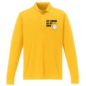 My Corgi Dog Is My Boo Spooky Season Ghost Halloween Groovy Meaningful Gift Performance Long Sleeve Polo