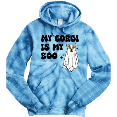 My Corgi Dog Is My Boo Spooky Season Ghost Halloween Groovy Meaningful Gift Tie Dye Hoodie