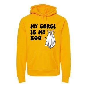 My Corgi Dog Is My Boo Spooky Season Ghost Halloween Groovy Meaningful Gift Premium Hoodie