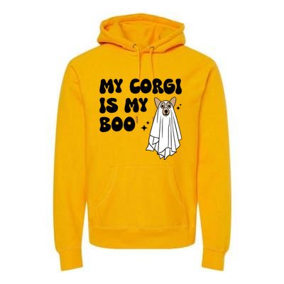 My Corgi Dog Is My Boo Spooky Season Ghost Halloween Groovy Meaningful Gift Premium Hoodie