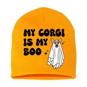 My Corgi Dog Is My Boo Spooky Season Ghost Halloween Groovy Meaningful Gift Short Acrylic Beanie