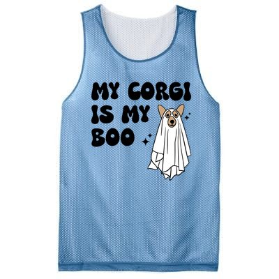 My Corgi Dog Is My Boo Spooky Season Ghost Halloween Groovy Meaningful Gift Mesh Reversible Basketball Jersey Tank