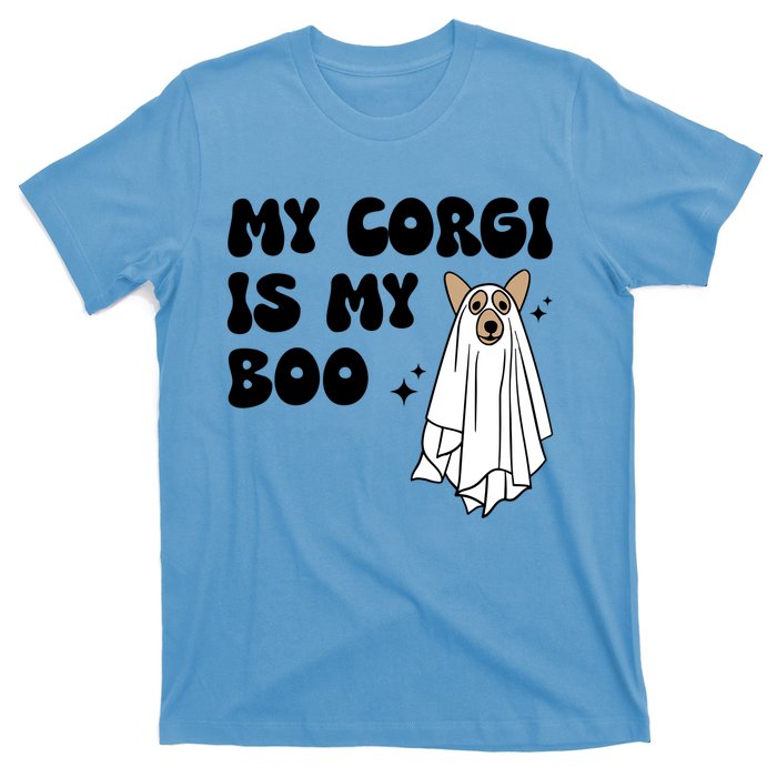 My Corgi Dog Is My Boo Spooky Season Ghost Halloween Groovy Meaningful Gift T-Shirt