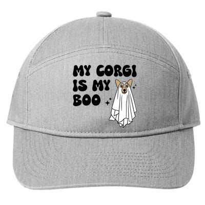 My Corgi Dog Is My Boo Spooky Season Ghost Halloween Groovy Meaningful Gift 7-Panel Snapback Hat