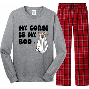 My Corgi Dog Is My Boo Spooky Season Ghost Halloween Groovy Meaningful Gift Long Sleeve Pajama Set