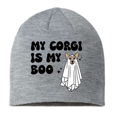 My Corgi Dog Is My Boo Spooky Season Ghost Halloween Groovy Meaningful Gift Sustainable Beanie