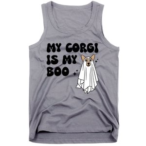 My Corgi Dog Is My Boo Spooky Season Ghost Halloween Groovy Meaningful Gift Tank Top