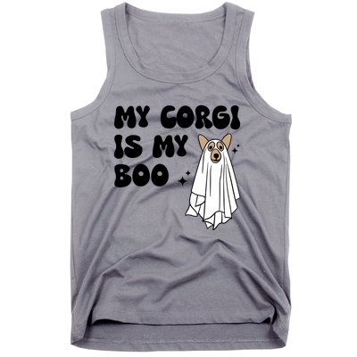 My Corgi Dog Is My Boo Spooky Season Ghost Halloween Groovy Meaningful Gift Tank Top