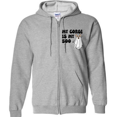 My Corgi Dog Is My Boo Spooky Season Ghost Halloween Groovy Meaningful Gift Full Zip Hoodie