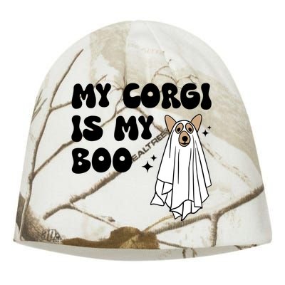 My Corgi Dog Is My Boo Spooky Season Ghost Halloween Groovy Meaningful Gift Kati - Camo Knit Beanie