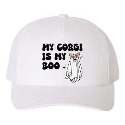 My Corgi Dog Is My Boo Spooky Season Ghost Halloween Groovy Meaningful Gift Yupoong Adult 5-Panel Trucker Hat