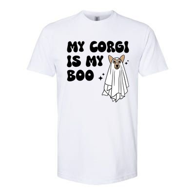 My Corgi Dog Is My Boo Spooky Season Ghost Halloween Groovy Meaningful Gift Softstyle CVC T-Shirt