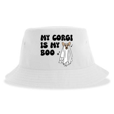 My Corgi Dog Is My Boo Spooky Season Ghost Halloween Groovy Meaningful Gift Sustainable Bucket Hat