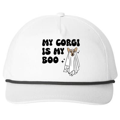 My Corgi Dog Is My Boo Spooky Season Ghost Halloween Groovy Meaningful Gift Snapback Five-Panel Rope Hat