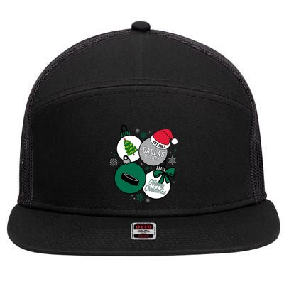 Merry Christmas Dallas Hockey Est 1967 7 Panel Mesh Trucker Snapback Hat