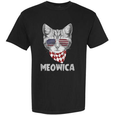 Meowica Cat Dad-dy Mom-my, July 4th Boy Girl Funny Garment-Dyed Heavyweight T-Shirt