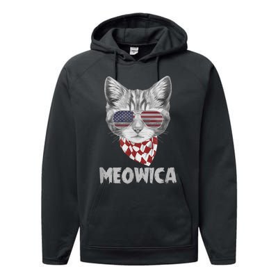 Meowica Cat Dad-dy Mom-my, July 4th Boy Girl Funny Performance Fleece Hoodie