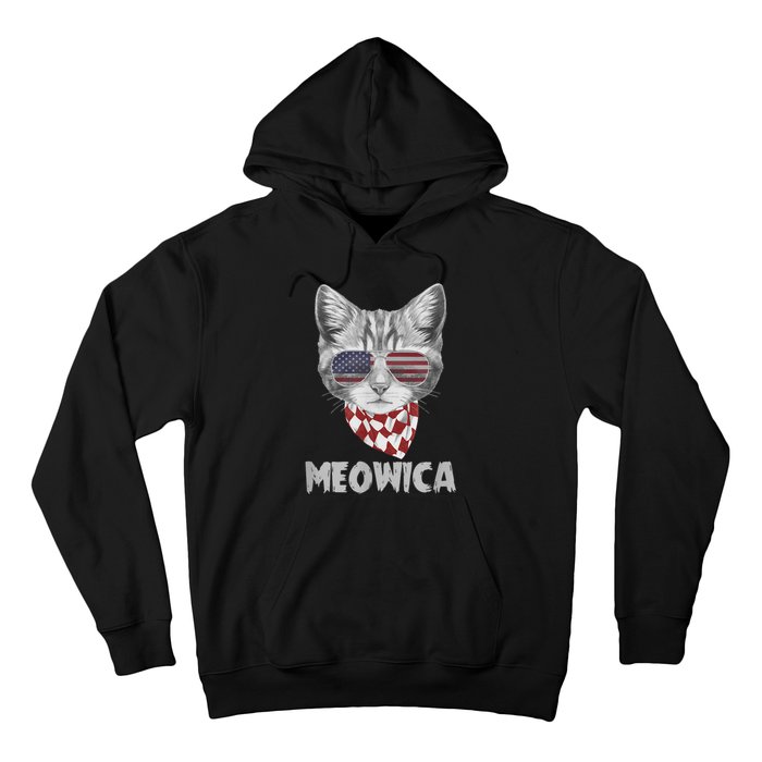 Meowica Cat Dad-dy Mom-my, July 4th Boy Girl Funny Hoodie