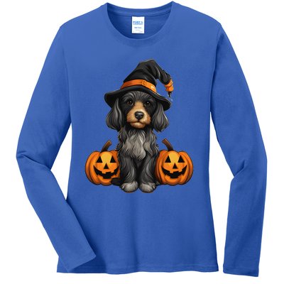 Merchweaver Cute Dog Lovers Halloween Pumpkin Gift Ladies Long Sleeve Shirt